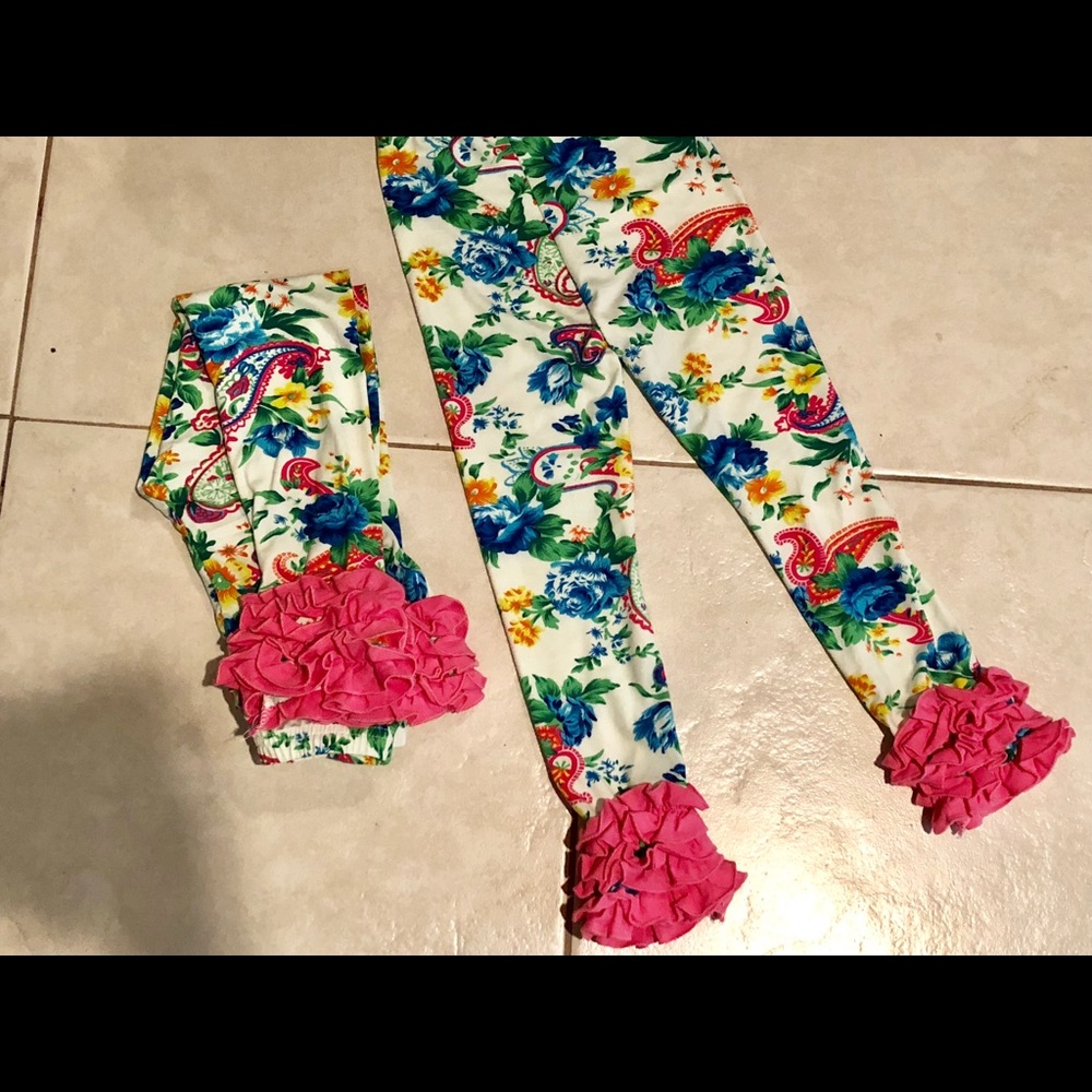 Floral ruffle icing pants